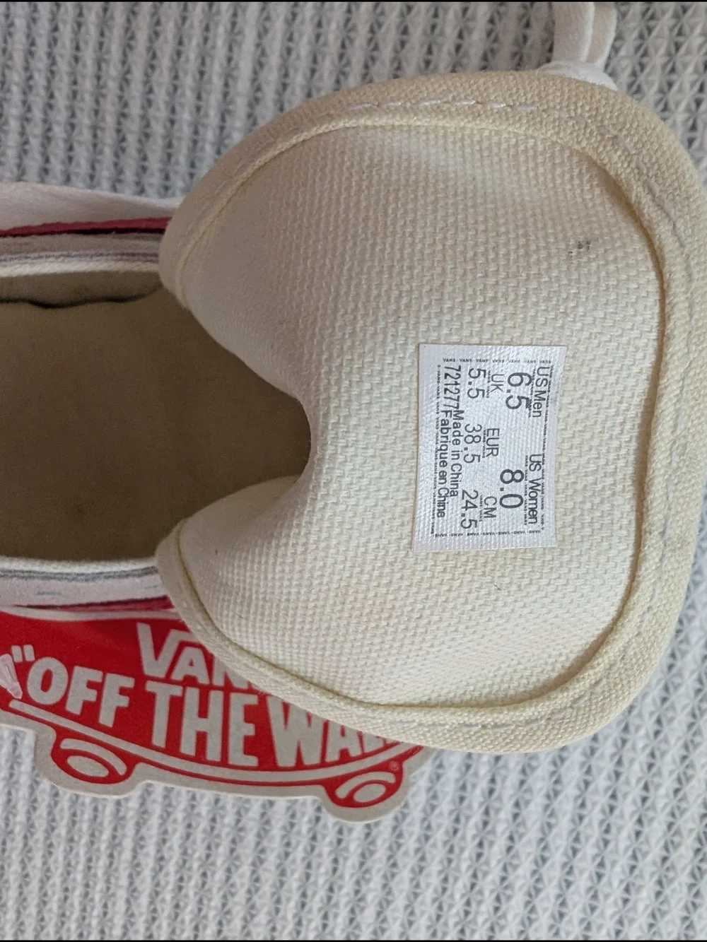 Vans old skool Canvas & Suede Sneakers in Beige with Red Stripe